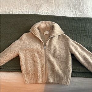 Aritzia Cream Zip-Up Crop Top